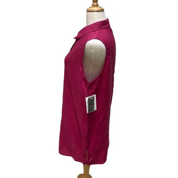 Style Co Collections Shirt Sz 16 Linen NWT Collar Lightweight Coastal Lagenlook - Picture 4 of 10